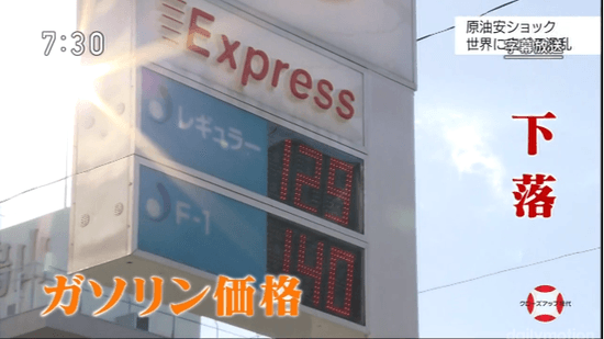 ガソリン価格 下落